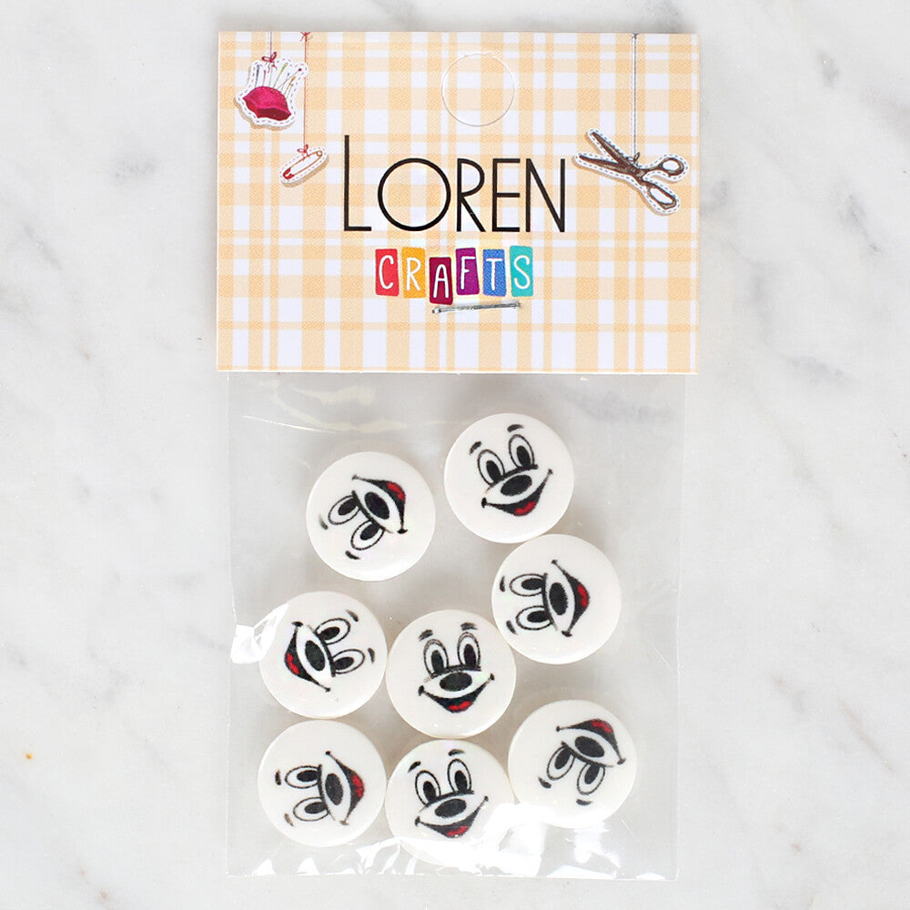 Loren Crafts 8'li Gülen Yüz Düğme - 1196